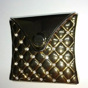 ADRIANNE VITTADINI RARE ENGRAVED GOLDTONE COMPACT